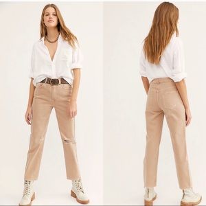 Free people Dakota Straight Leg Jean in tan